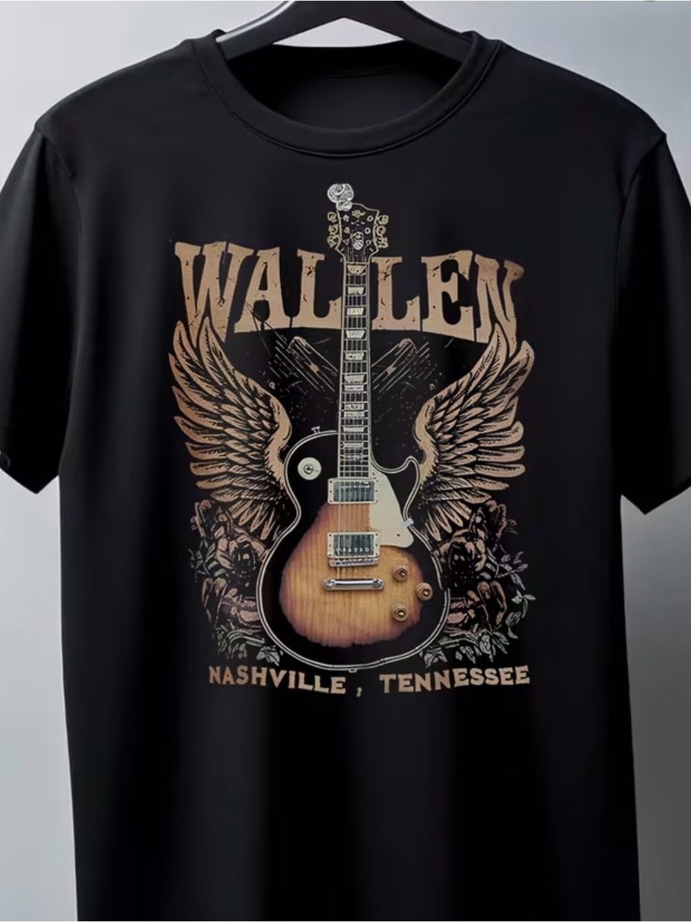 Morgan Wallen Black Graphic Guitar Tee - Nashville, Tennessee